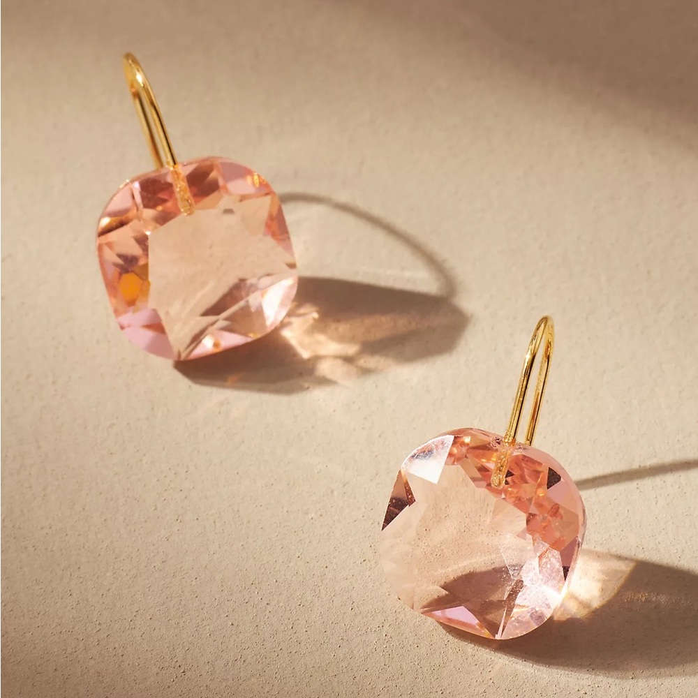 Floating Crystal Earrings in Peach - Picture 1 of 2